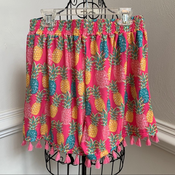 Simply Southern Pink Pineapple Tassel Shorts S/M - Picture 9 of 9
